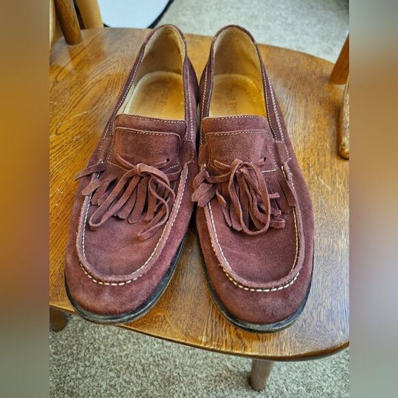 Paul Frederick Made in Italy Burgundy suede slip-on shoes - Picture 3 of 11